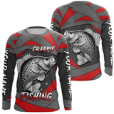 Maxcorners Gray and Red Crappie Fishing Jersey Custom Crappie Fishing Shirt for Team, personalized fishing gifts LM1610