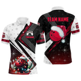 Maxcorners Red Christmas Bowling Jersey Customized Name, Team Name 3D Shirt Unisex