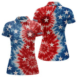 Maxcorners American Flag Tie dye pattern Mens golf polo shirts custom name patriotic golf attire for mensMT0306