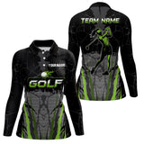 Maxcorners Black Camo Mens golf polo shirts custom golf attire for mens, golfing gifts | GreenMT0306