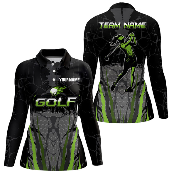 Maxcorners Black Camo Mens golf polo shirts custom golf attire for mens, golfing gifts | GreenMT0306