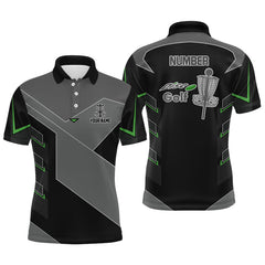 Maxcorners Mens disc golf polo shirts custom name, number black disc golf shirt, disc golf outfit for men MT0510