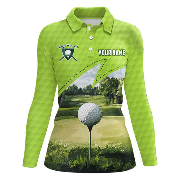 Maxcorners Green Womens golf polos shirts custom female golf shirts, unique golf gifts for her