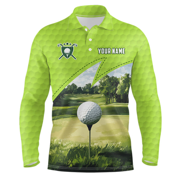 Maxcorners Green Mens golf polos shirts custom golf outfit mens, men's custom golf shirts