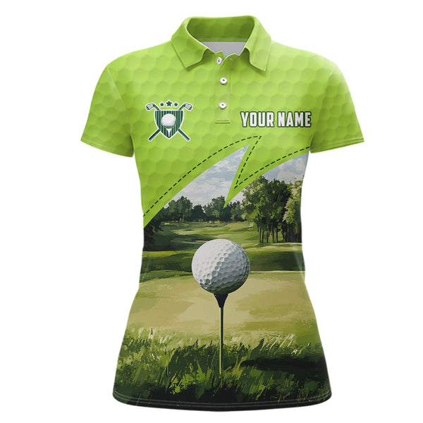 Maxcorners Green Womens golf polos shirts custom female golf shirts, unique golf gifts for her