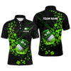 Maxcorners Green Shamrock Lucky Mens Golf Polo Shirts Custom St Patrick Day Clover Golf Team Jerseys