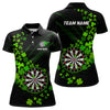 Maxcorners Green Shamrock Lucky Darts Polo, Quarter-Zip Shirts For Men Custom St Patrick Day Dart Team Jerseys