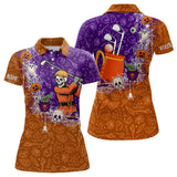 Maxcorners Halloween Skull Playing Golf Mens Golf Polo Shirt Custom Halloween golf outfit For Men Golf Gifts LM2707