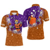 Maxcorners Halloween Skull Playing Golf Mens Golf Polo Shirt Custom Halloween golf outfit For Men Golf Gifts LM2707