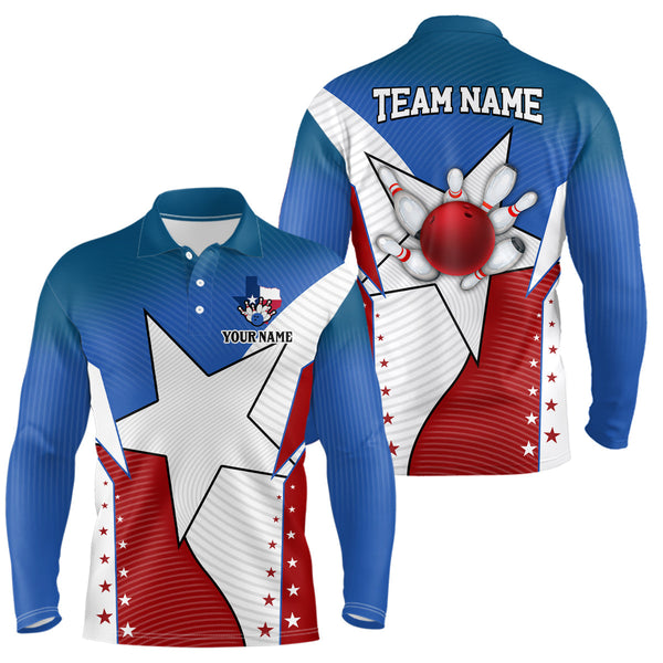 Maxcorners Texas Flag Retro Bowling Customized Name And Team Name 3D Shirt