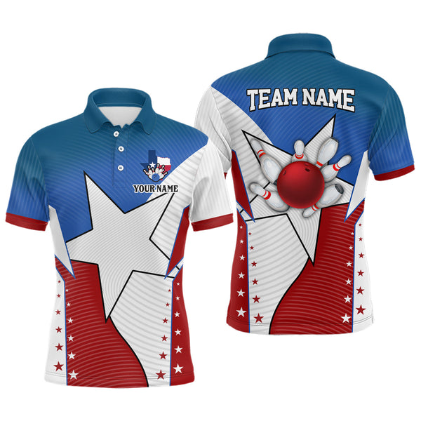 Maxcorners Texas Flag Retro Bowling Customized Name And Team Name 3D Shirt