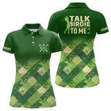 Maxcorners Funny Womens Golf Polo Shirt Custom Green Argyle Pattern Golf Shirts For Ladies Talk Birdie To Me