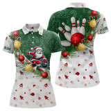 Maxcorners Christmas Santa Playing Bowling Polo Shirts Custom Christmas Team Bowling Jerseys