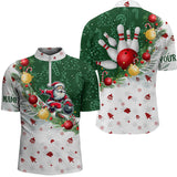 Maxcorners Christmas Santa Playing Bowling Polo Shirts Custom Christmas Team Bowling Jerseys