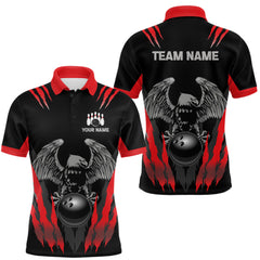 Maxcorners Black and Red Eagle Bowling Shirts For Men Custom Eagle Bowling Team Jerseys Bowling Uniform LM2711