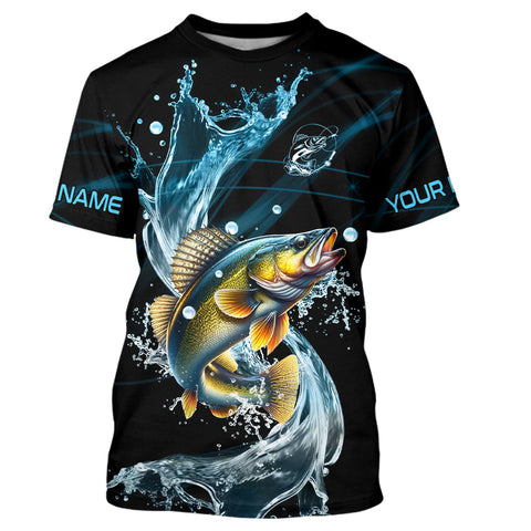 Maxcorners Walleye fishing blue water Custom performance long sleeve fishing shirts, Walleye fishing jerseys MT2108