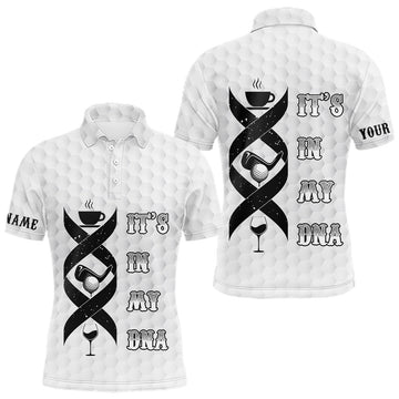 Maxcorners Black and White Mens golf polo shirt custom It's in my DNA coffee golf wine mens golf outfit MT0708