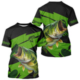 Maxcorners Black and Green Largemouth Bass fishing UV Protection shirts custom name Bass fishing jerseys MT2108