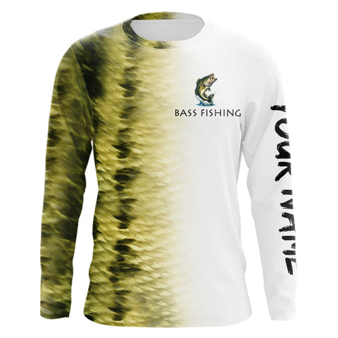 Maxcorners Personalized Green Scales Performance Bass Fishing Shirts, custom Bass fishing tournament jerseys MT2108