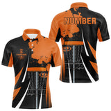 Maxcorners Mens disc golf polo shirts custom team disc golf basket jersey, unique disc golf gift | Orange LM1307