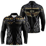Maxcorners Personalized Black And Gold tribal pattern Bowling Shirts For Men, angel wings Bowling Team jerseys LM2007