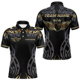 Maxcorners Personalized Black And Gold tribal pattern Bowling Shirts For Men, angel wings Bowling Team jerseys LM2007