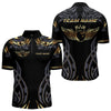 Maxcorners Personalized Black And Gold tribal pattern Bowling Shirts For Men, angel wings Bowling Team jerseys LM2007