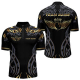 Maxcorners Personalized Black And Gold tribal pattern Bowling Shirts For Men, angel wings Bowling Team jerseys LM2007