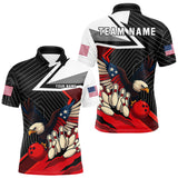 Maxcorners Black and Red American Flag Eagle Bowling Shirts for Men Custom patriotic Team Bowling League Jersey MT2108