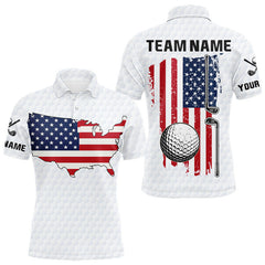 Maxcorners Personalized American Flag Men golf polo shirts Custom Patriotic Golf outfit For men LM3006