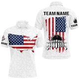 Maxcorners Personalized American Flag White Bowling Shirts For Men Custom patriotic Team Bowling jerseys LM3006