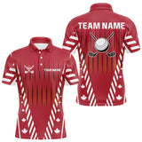 Maxcorners Red and White maple leaf Canadian Men golf polo shirt Custom Patriotic Golf attire For men TU0110