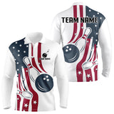 Maxcorners Red, White and Blue American Flag Bowling shirts For Men custom patriotic bowling team uniform jersey LM2707