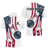 Maxcorners Red, White and Blue American Flag Bowling shirts For Men custom patriotic bowling team uniform jersey LM2707