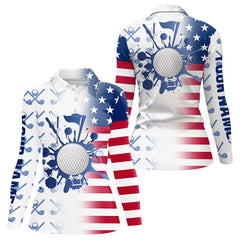 Maxcorners Red, White and Blue American Flag Mens Golf polo shirts Custom patriotic Golf Outfit For MensMT0306