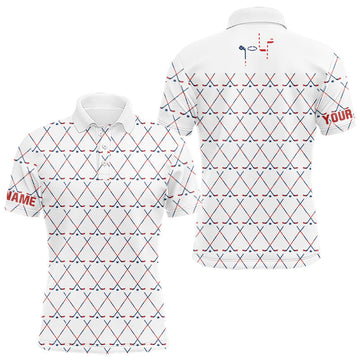 Maxxcorners Red, White and Blue golf clubs pattern Men golf polo shirt Custom Patriotic golf outfits for men MT0307