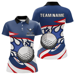 Maxcorners Red, White and Blue Flame golf ball Mens Golf polo shirts Custom patriotic Golf Outfit For MensMT0306