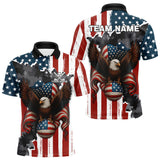 Maxcorners American Flag Eagle Golf Ball Mens Golf Polo Shirts Custom Patriotic Team Golf apparel for men MT2808