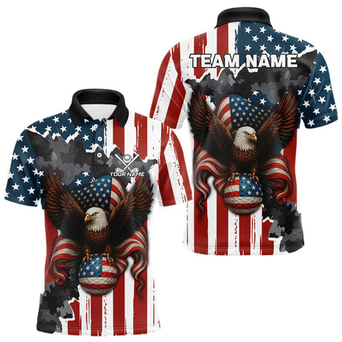 Maxcorners American Flag Eagle Golf Ball Mens Golf Polo Shirts Custom Patriotic Team Golf apparel for men MT2808