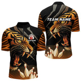 Maxcorners Tiger Bowling Polo, Quarter Zip shirts For Men custom bowling team jersey, bowling uniform LM2707