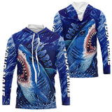Maxcorners Blue Ocean Sea camo angry Shark fishing UV Protection shirts custom name Shark fishing jerseys MT2108