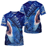 Maxcorners Blue Ocean Sea camo angry Shark fishing UV Protection shirts custom name Shark fishing jerseys MT2108