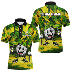 Maxcorners Green and Yellow camo funny golf ball Mens golf polo shirts custom team golf outfits for men  LM3006
