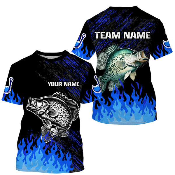 Maxcorners Blue fire Crappie fishing Custom performance long sleeve Crappie fishing tournament shirts for team MT2108