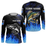 Maxcorners Blue fire Walleye fishing Custom performance long sleeve Walleye fishing tournament shirts for team MT2108