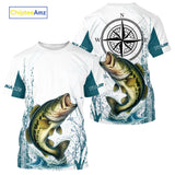 Maxcorners Largemouth Bass fishing compass Custom name sun protection Bass fishing tournament shirts LM0409