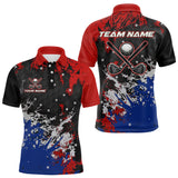 Maxcorners Red, White and Blue Golf Polo shirts for Men Custom Patriotic Gift For Golfers, Mens golf outfit LM0409