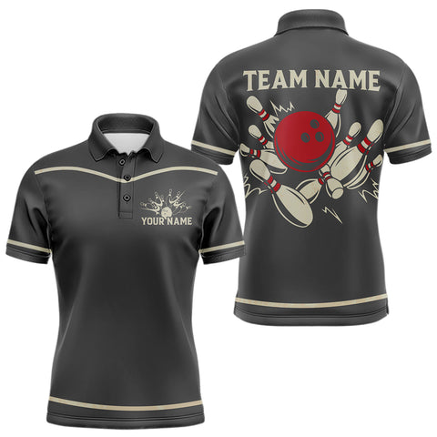 Maxcorners Custom Retro Bowling Polo, Quarter Zip Shirt for Men Personalized Vintage Team Bowling Jersey MT2108