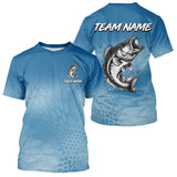 Maxcorners Blue Camo Largemouth Bass fishing sun shirts custom name Bass fishing jerseys for men, women MT2108