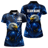 Maxcorners Mens bowling shirts Custom Eagle blue lightning thunder Bowling Team Jersey, gift for Bowlers LM2707